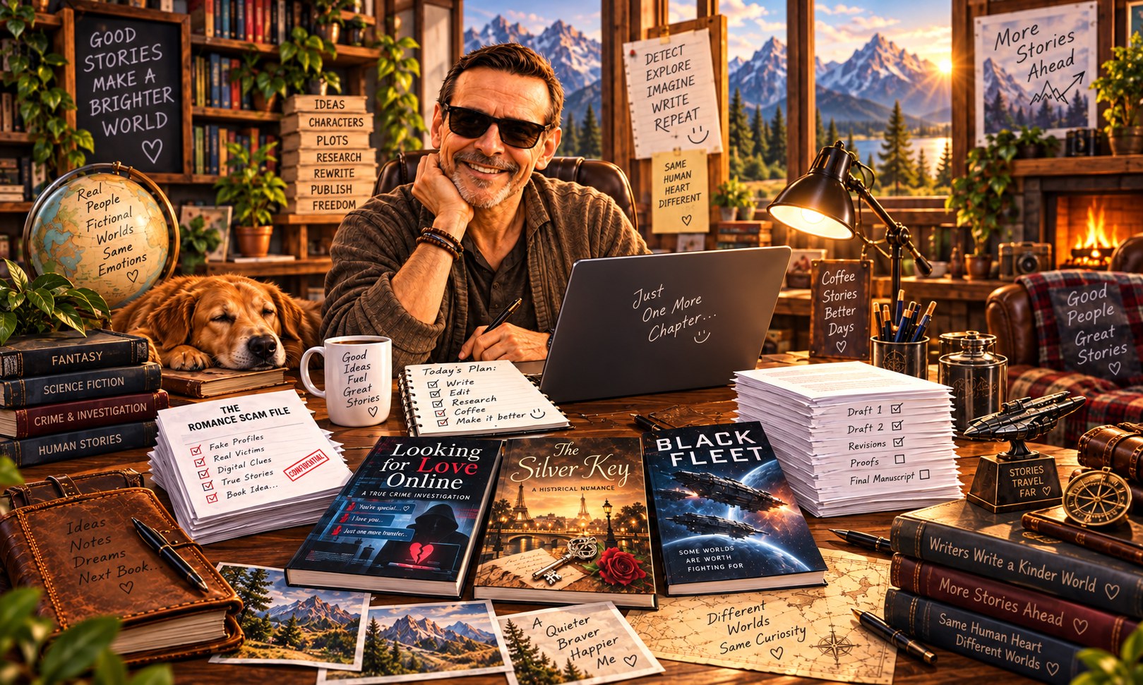 Tomek Player in his writing studio